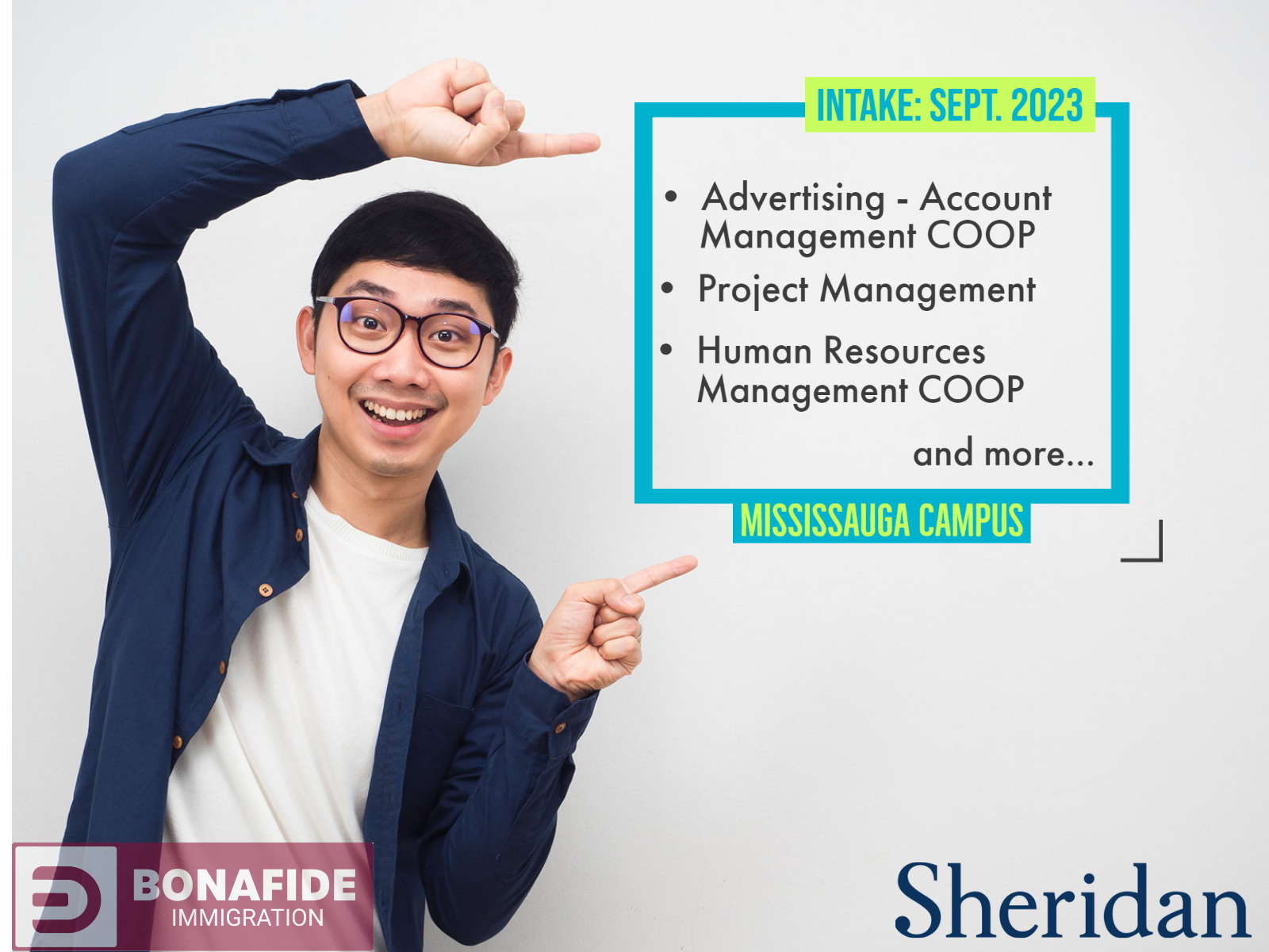 admission for September intake 2023 to the Sheridan college in courses such as Advertising, project management, human resources COOP and more